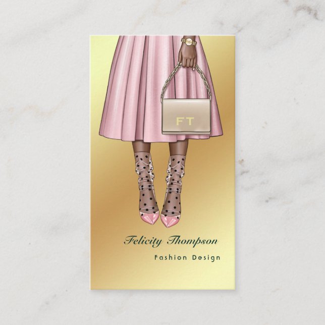 Carte De Visite Code QR de monogramme féminin rose et or (Devant)