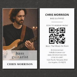 Carte De Visite Code QR de musicien bassiste Photo