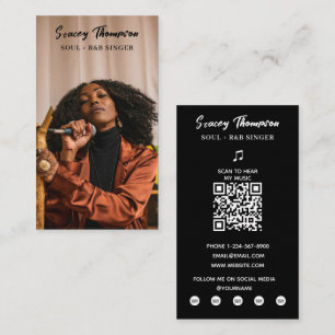 Carte De Visite Code QR de musicien Photo Âme Chanteur R&B Auteur-