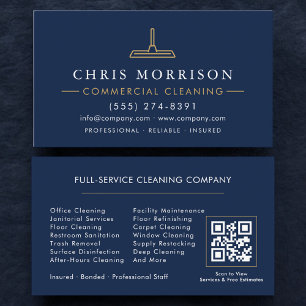 Carte De Visite Code QR de nettoyage commercial professionnel