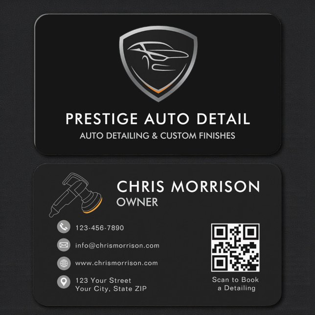 Carte De Visite Code QR de nettoyage de détail de voiture Auto Spa (Créateur téléchargé)