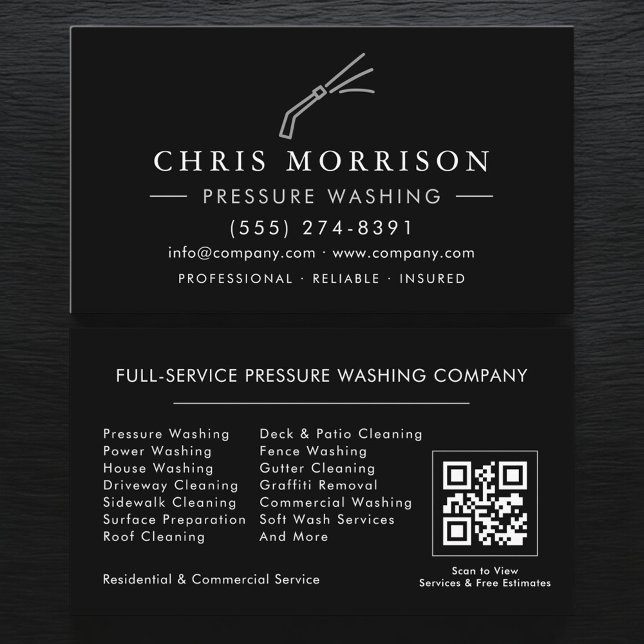 Carte De Visite Code QR de nettoyage haute pression  (Créateur téléchargé)