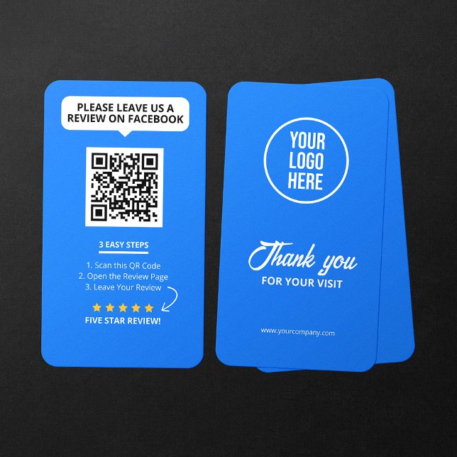Carte De Visite Code QR de notation 5 étoiles pour les avis Facebo (Créateur téléchargé)