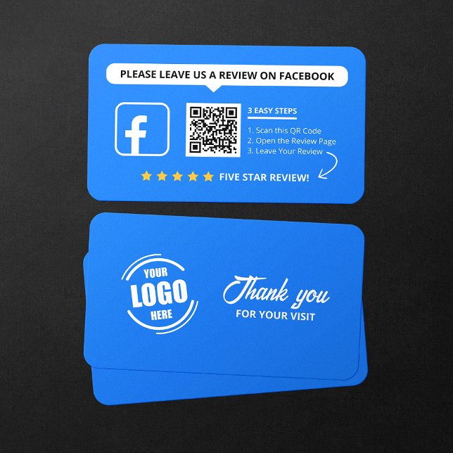 Carte De Visite Code QR de notation 5 étoiles pour les avis Facebo (Créateur téléchargé)