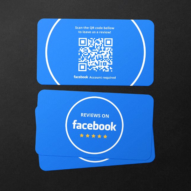 Carte De Visite Code QR de notation 5 étoiles pour les avis Facebo (Créateur téléchargé)