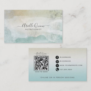 Carte De Visite Code QR de nutritionniste à l'aquarelle moderne