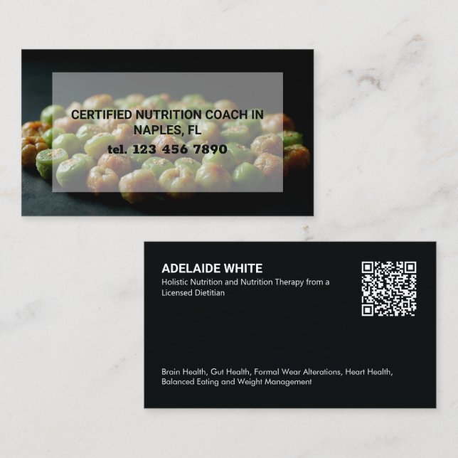 Carte De Visite Code QR de nutritionniste diététiste (Devant / Derrière)