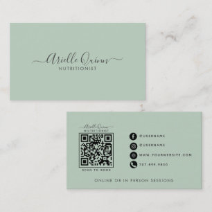 Carte De Visite Code QR de nutritionniste minimaliste moderne de s