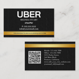 Carte De Visite CODE QR de parrainage Uber Driver Modern Gold Bord