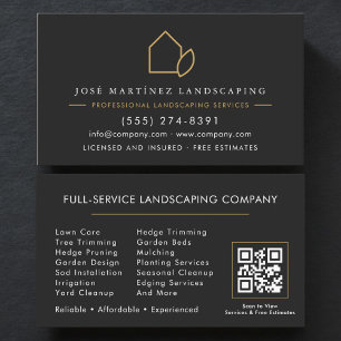 Carte De Visite Code QR de paysagiste Service de pelouse