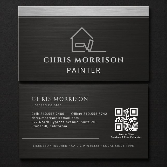 Carte De Visite Code QR de peintre élégant moderne professionnel (Créateur téléchargé)