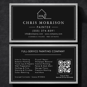 Carte De Visite Code QR de peintre en bâtiment métallisé Peinture