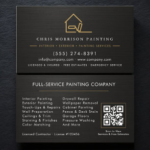 Carte De Visite Code QR de peinture en noir métallisé or