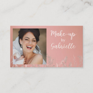 Carte De Visite Code QR de photo boho rose poussiéreuse botanique