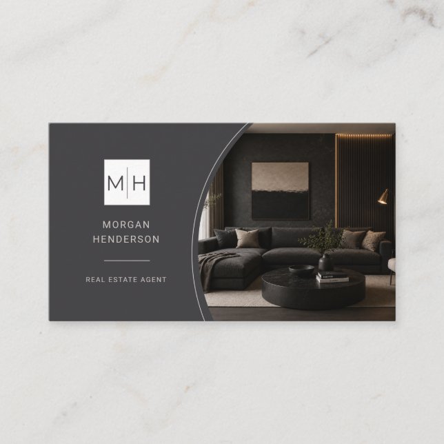 Carte De Visite Code QR de photo d'agent immobilier de luxe  (Devant)