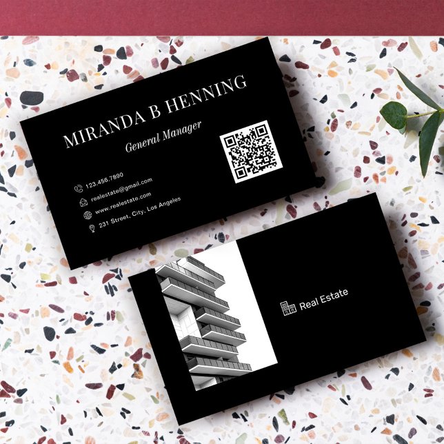 Carte De Visite Code QR de photo d'agent immobilier professionnel  (Créateur téléchargé)