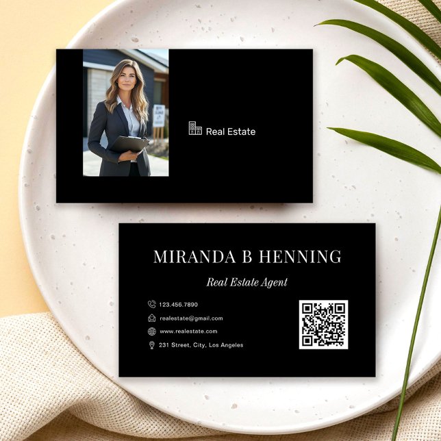 Carte De Visite Code QR de photo d'agent immobilier professionnel  (Créateur téléchargé)