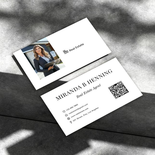 Carte De Visite Code QR de photo d'agent immobilier professionnel  (Créateur téléchargé)