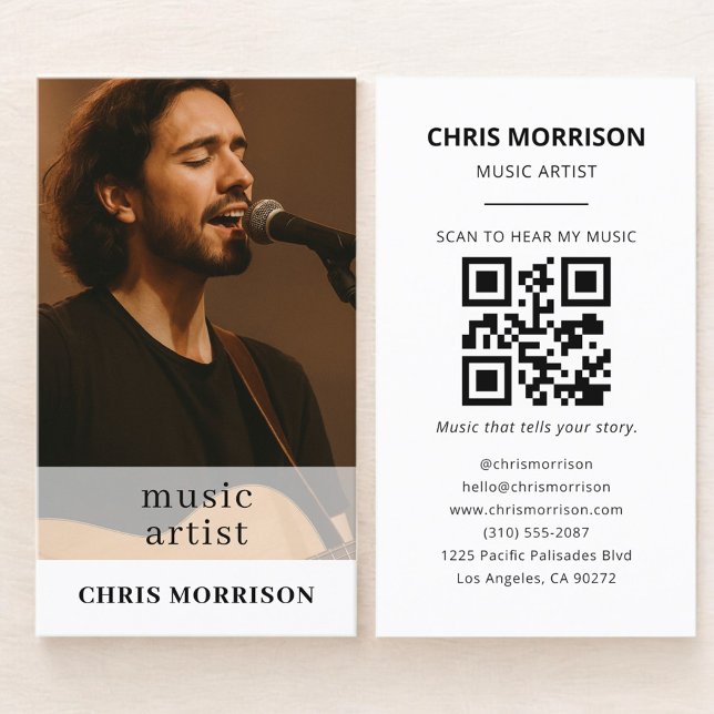 Carte De Visite Code QR de photo d'artiste musical (Créateur téléchargé)