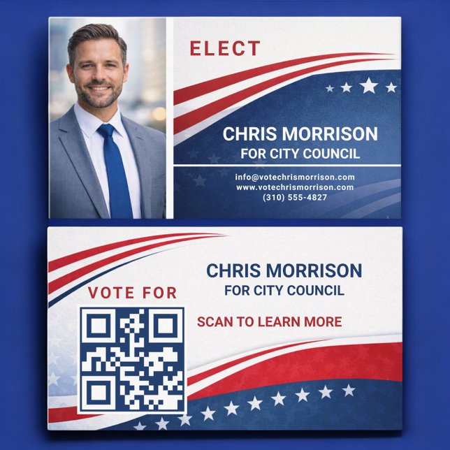 Carte De Visite Code QR de photo de campagne électorale (Créateur téléchargé)