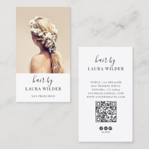 Carte De Visite Code QR de photo de coiffeur moderne