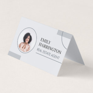 Carte De Visite Code QR de photo de lignes fines Agent immobilier