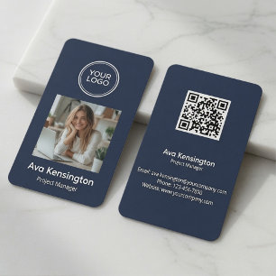 Carte De Visite Code QR de photo de logo personnalisé