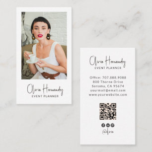 Carte De Visite Code QR de photo de planificateur d'événement mode