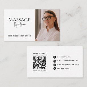 Carte De Visite Code QR de photo de thérapeute en massage moderne