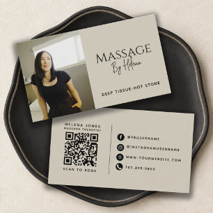 Carte De Visite Code QR de photo de thérapeute en massage moderne