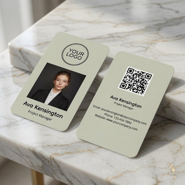 Carte De Visite Code QR de photo d'employé moderne  (Créateur téléchargé)