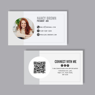 Carte De Visite Code QR de Photo Moderne Connectez-vous Avec Moi M