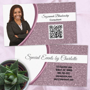 Carte De Visite Code QR de photo personnalisée de Parties scintill