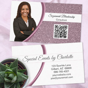 Carte De Visite Code QR de photo personnalisée de Parties scintill