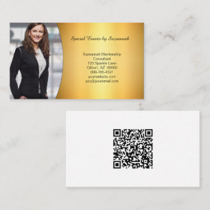 Carte De Visite Code QR de photo personnalisée en or professionnel