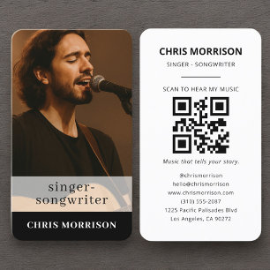 Carte De Visite Code QR de photo professionnel pour chanteur et co