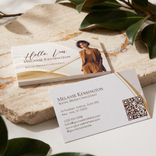 Carte De Visite Code QR de photo professionnelle en agate de luxe