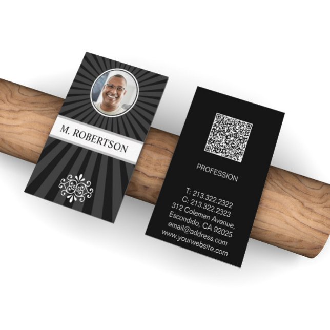 Carte De Visite Code QR de photo simple élégant professionnel (Créateur téléchargé)