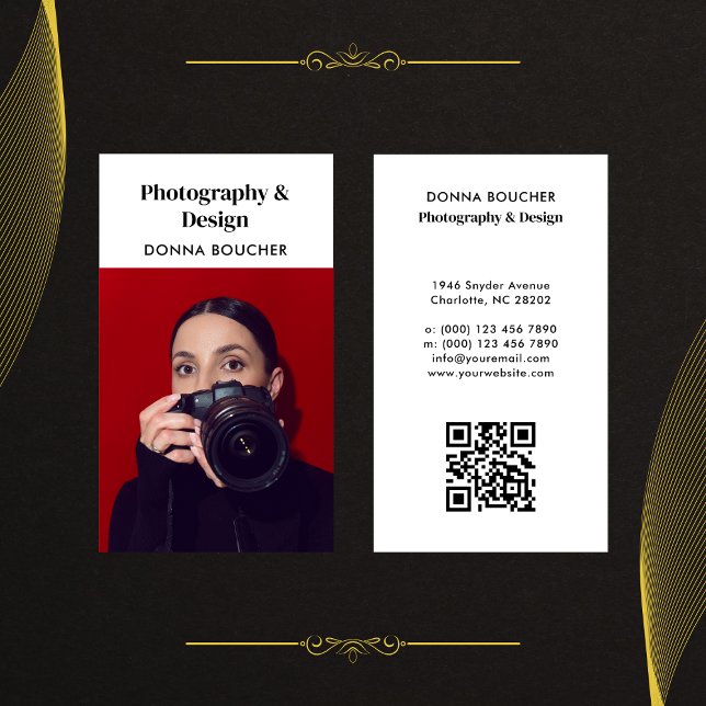 Carte De Visite Code QR de photographe simple et professionnel (Créateur téléchargé)