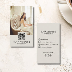 Carte De Visite Code QR de photographie moderne Photographe