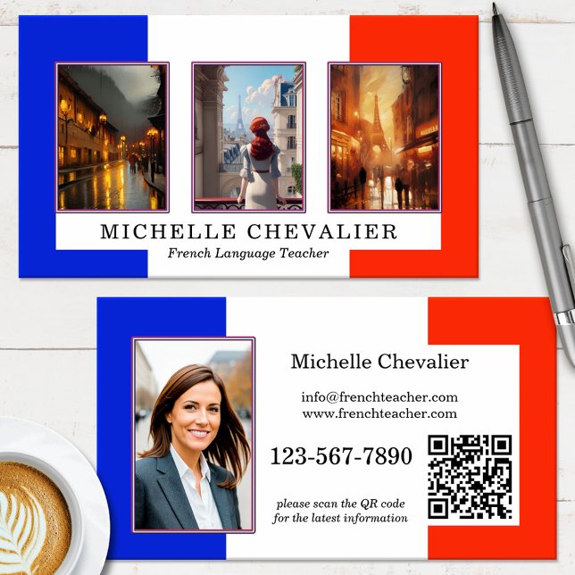 Carte De Visite Code QR de photos personnalisées Professeur de lan (Créateur téléchargé)