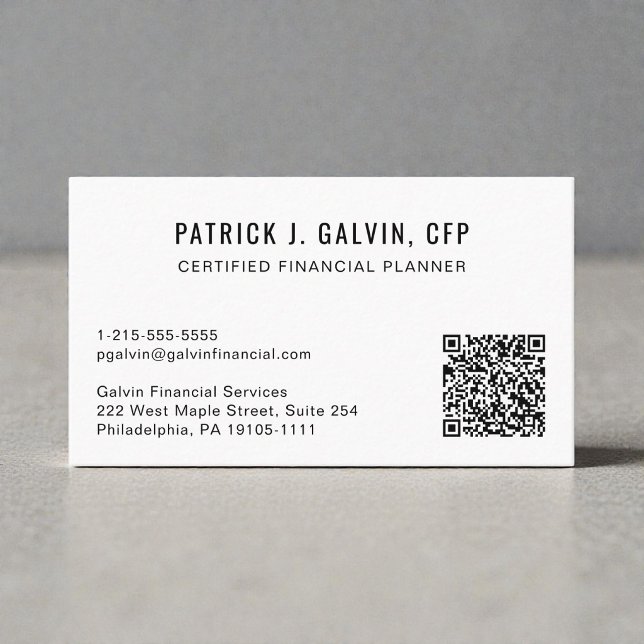 Carte De Visite Code QR de planificateur financier certifié CFP (CFP Certified Financial Planner QR Code Business Card)