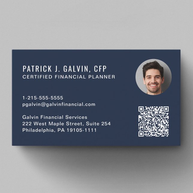 Carte De Visite Code QR de planificateur financier certifié CFP Ph (CFP Certified Financial Planner QR Code Photo Business Card)