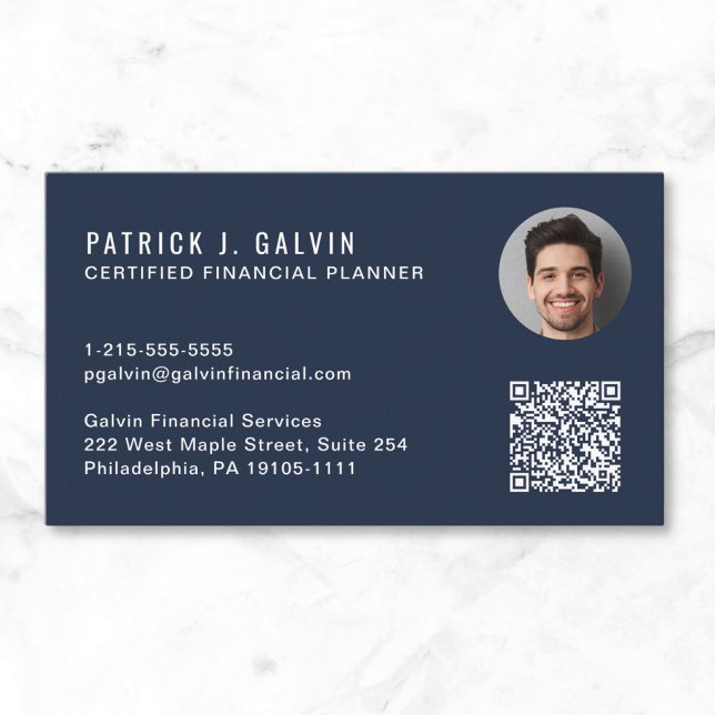 Carte De Visite Code QR de planificateur financier certifié CFP Ph (CFP Certified Financial Planner QR Code Photo Business Card)