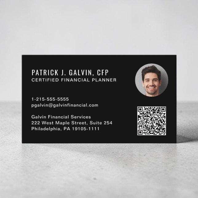 Carte De Visite Code QR de planificateur financier certifié CFP Ph (CFP Certified Financial Planner QR Code Photo Business Card)