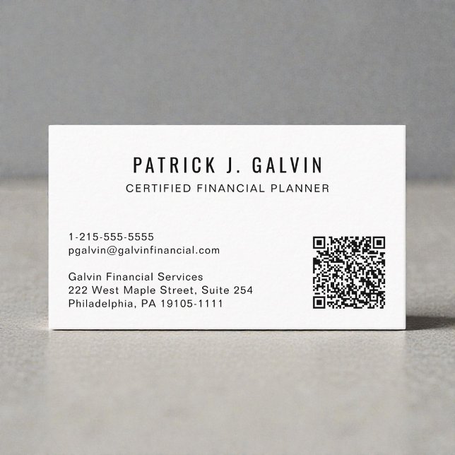 Carte De Visite Code QR de planificateur financier CFP (CFP Financial Planner QR Code Business Card)