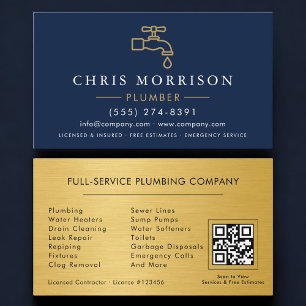 Carte De Visite Code QR de plomberie et de chauffage