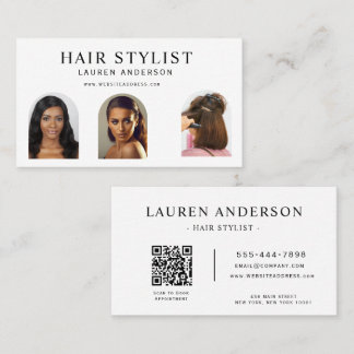 Carte De Visite Code QR de portefeuille de coiffeur blanc