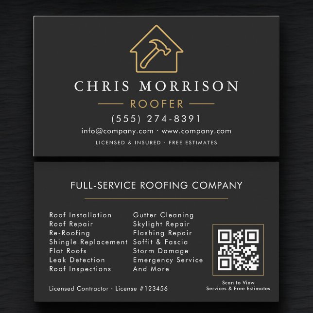 Carte De Visite Code QR de professionnel de la toiture (Créateur téléchargé)
