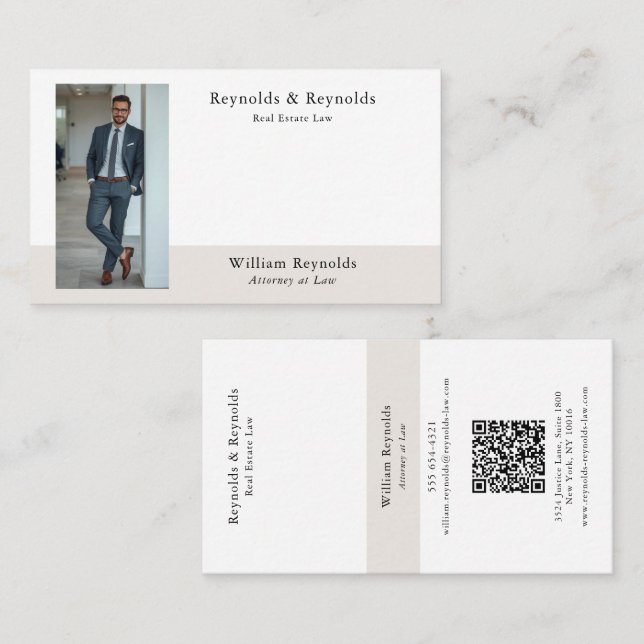 Carte De Visite Code QR de professionnel du droit de la photograph (Devant / Derrière)